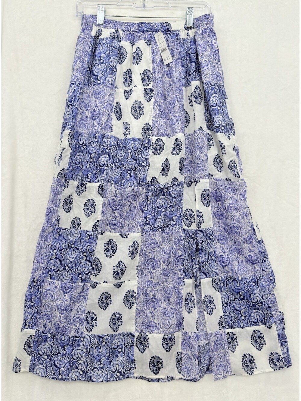J Crew XS Maxi Skirt Blue Purple Paisley Long Side Slit Patchwork Women New NWT